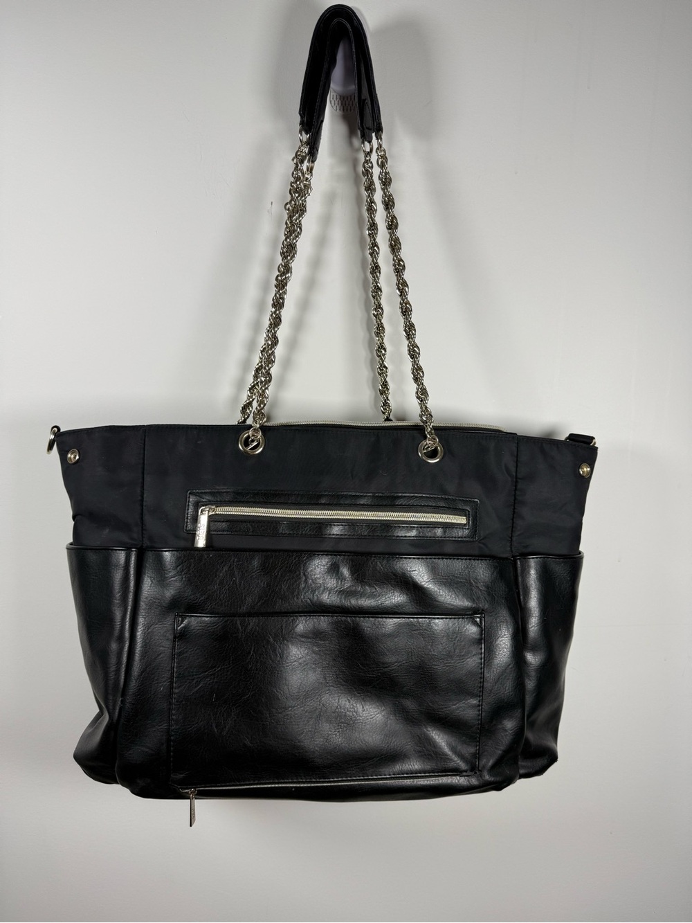 BEIS | Black Vegan Leather Diaper Bag